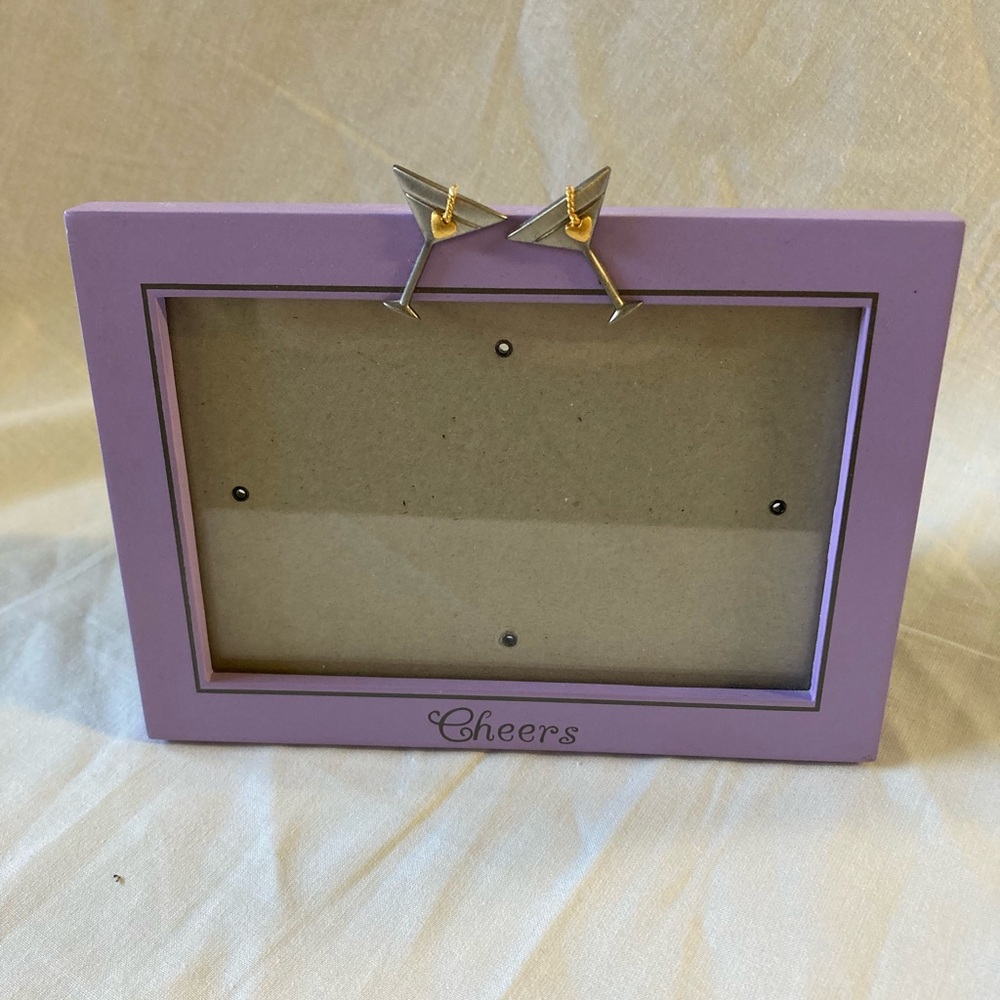 Cheers Purple Photo Frame with Martini Glasses